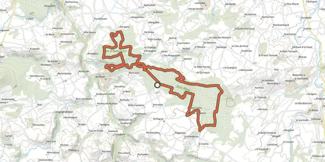 Tracé de Tro Vras (VTT) sur le Plan IGN