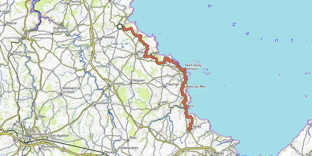 The EV4 - La Vélomaritime® - section 3/5 track on the IGN map