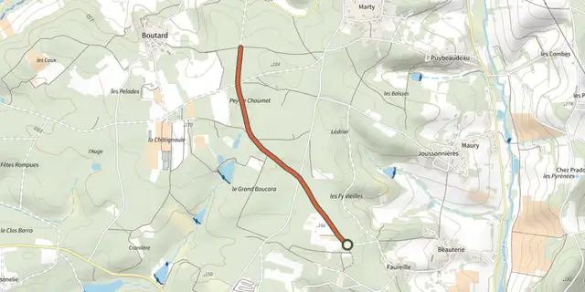 Tracé de Variante Boucle de la lande sur le Plan IGN