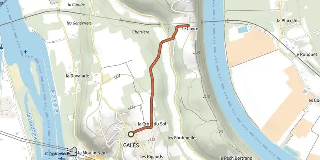 Tracé de Variante Boucle de Calès sur le Plan IGN