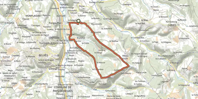 Tracé de Boucle de Cantelauzel sur le Plan IGN