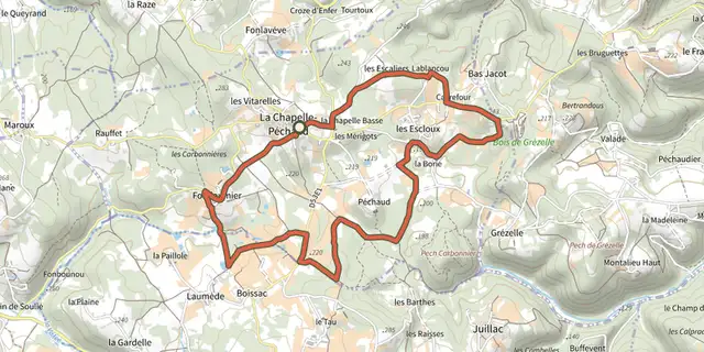 Tracé de Boucle Les Escloux sur le Plan IGN