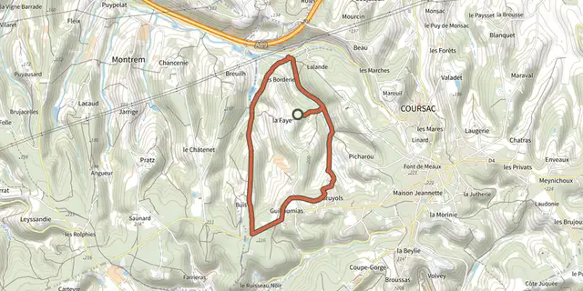 Tracé de Route des Bordes d'Antan sur le Plan IGN
