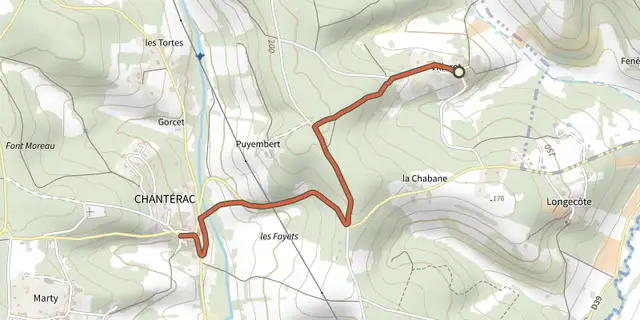 Tracé de Variant boucle des Hameaux - n°5 sur le Plan IGN