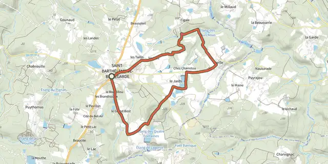 The Boucle des Etangs du Jard track on the IGN map