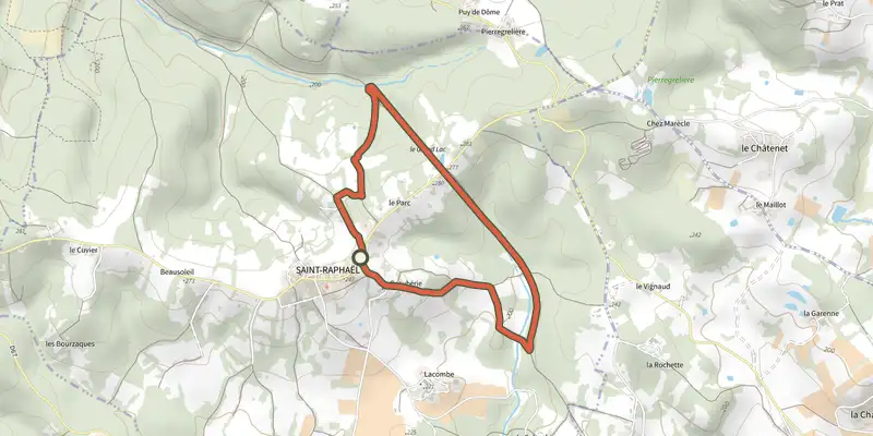Carte du tracé de Boucle du Tunnel sur le Plan IGN, départ et points de passage numérotés