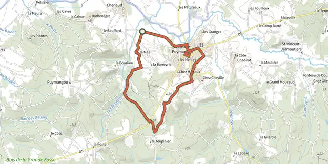 The Boucle de la Dronne track on the IGN map