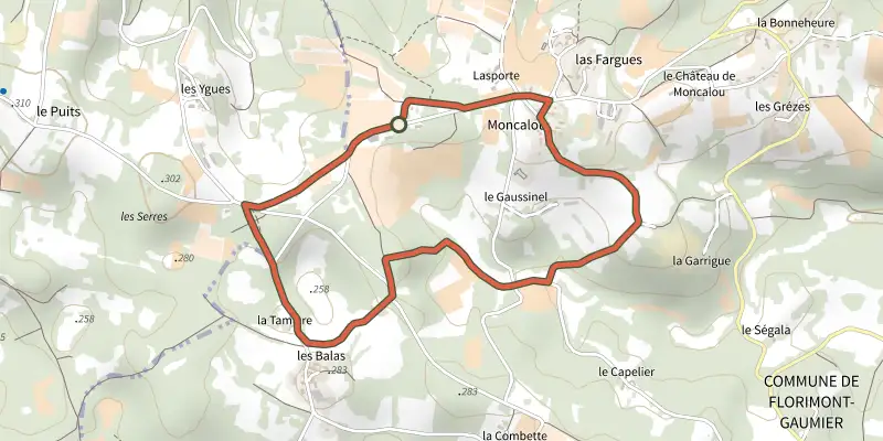 Map of the Boucle du Chai track on the IGN map, with the start and numbered waypoints