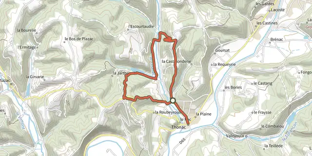 The Boucle des Etangs de Fon Gran track on the IGN map