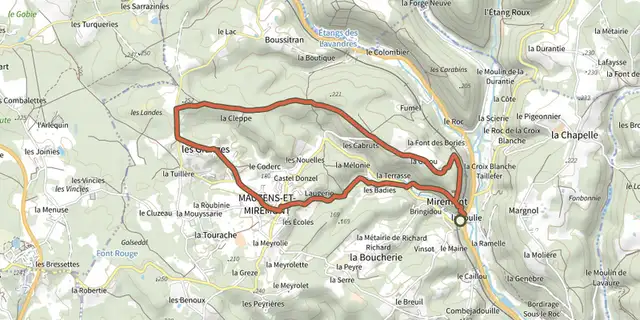 Tracé de Boucle de Miremont sur le Plan IGN