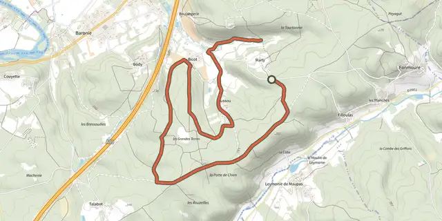 The Boucle patte de chien track on the IGN map