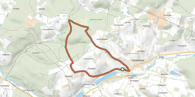 The Boucle autour de Fossemagne track on the IGN map