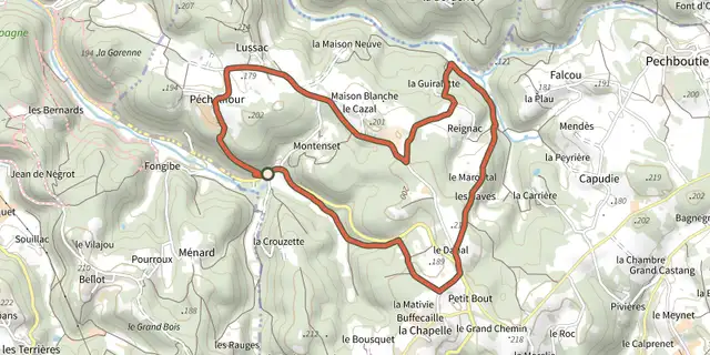 Tracé de Boucle de Péchalifour sur le Plan IGN
