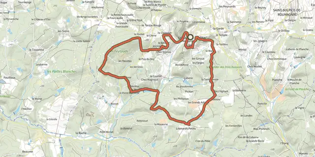 The Boucle de Siorac-de-Ribérac track on the IGN map