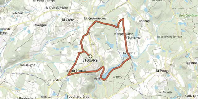 Tracé de Boucle d'Etouars sur le Plan IGN