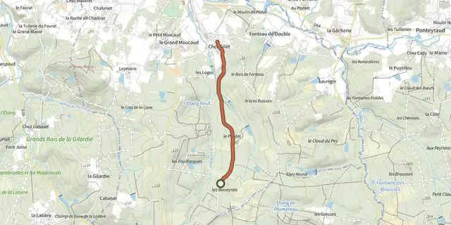The Variante Boucle de St Vincent de jalmoutiers track on the IGN map