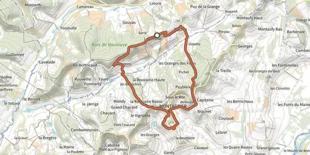 Tracé de Boucle de Montagrier sur le Plan IGN