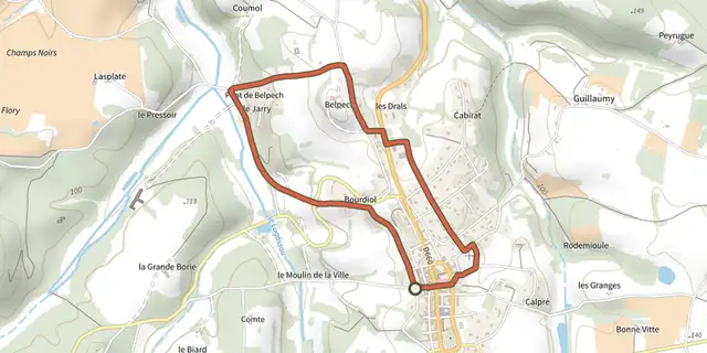 Tracé de Boucle de Belpech sur le Plan IGN