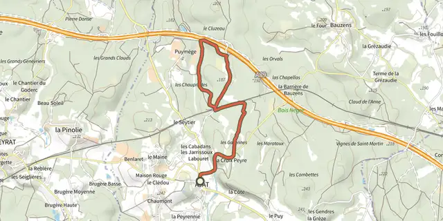 Tracé de Boucle des Chauprades sur le Plan IGN