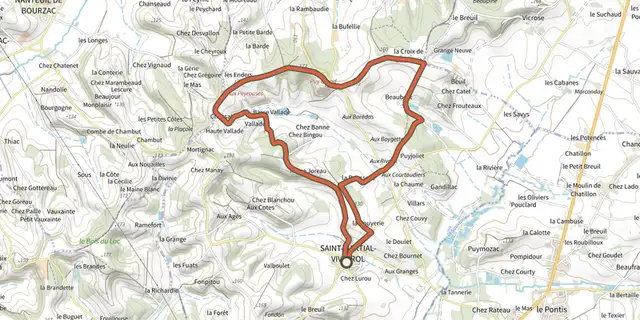The Boucle de St-Martial-Viveyrols track on the IGN map