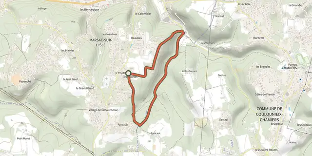 Tracé de Boucle des courtes sur le Plan IGN