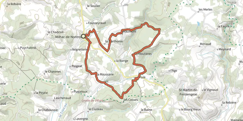 Map of the Boucle de Croze track on the IGN map, with the start and numbered waypoints