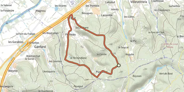 The Boucle de fratteau track on the IGN map