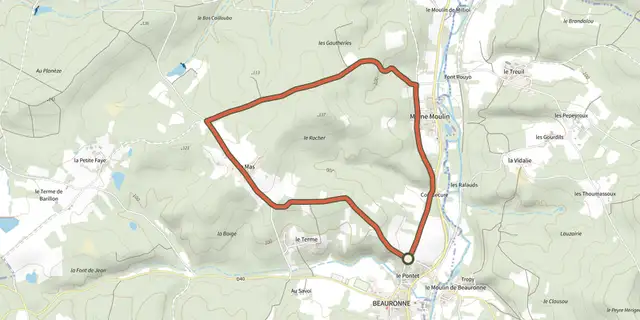 Tracé de Boucle de maine moulin sur le Plan IGN