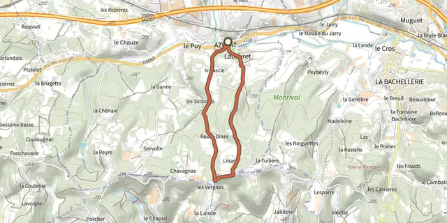 The Boucle des Sicardies track on the IGN map