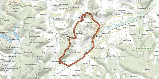 The Boucle de Fontroubade track on the IGN map