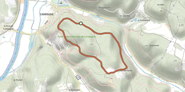 The Boucle de la Marquise track on the IGN map