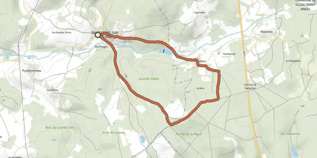 Tracé de Boucle de la Nizonne sur le Plan IGN