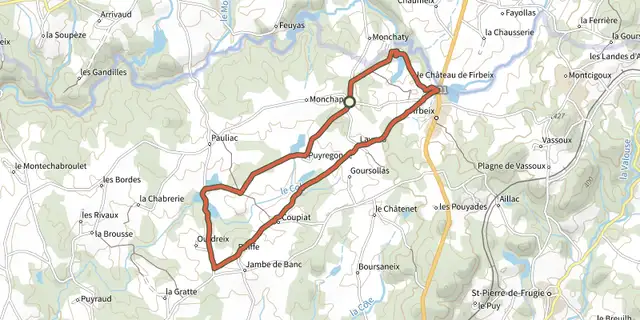 Tracé de Boucle des Etangs sur le Plan IGN