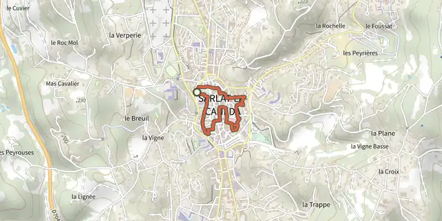 Tracé de Boucle au Coeur de Sarlat sur le Plan IGN