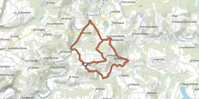 The Boucle de Paugnac track on the IGN map