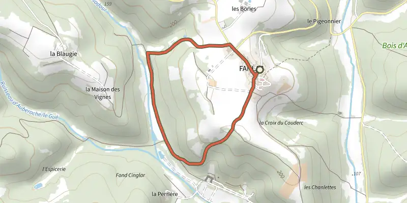 Map of the Boucle du Bourg track on the IGN map, with the start and numbered waypoints