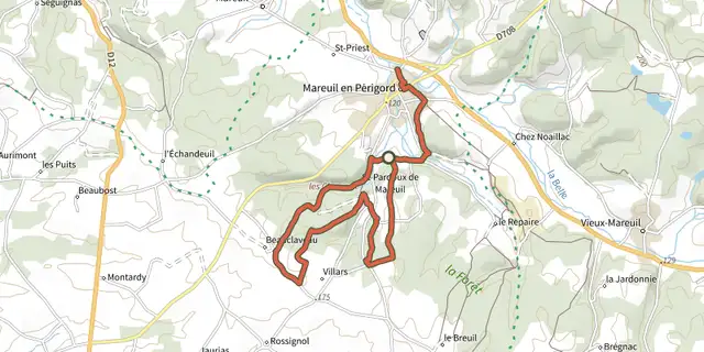 The Boucle des Cluzeaux track on the IGN map