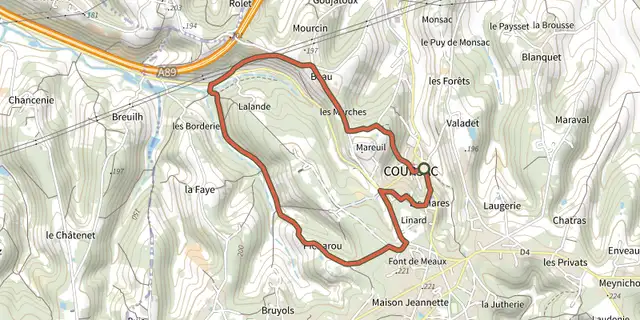 Tracé de La Ronde des Lavandières sur le Plan IGN