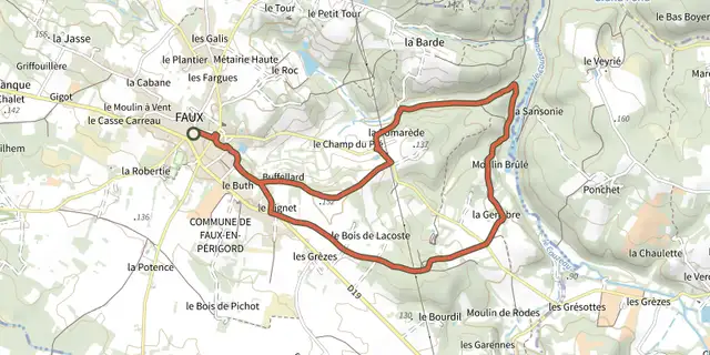 The Boucle de Faux track on the IGN map