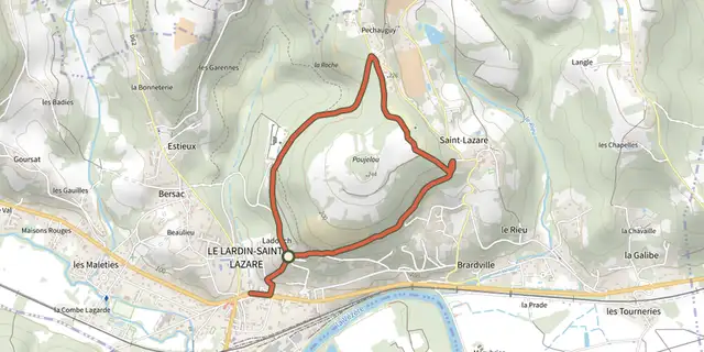 The Boucle du Poujelou track on the IGN map