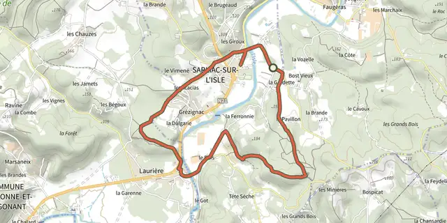 The Boucle de Sarliac track on the IGN map
