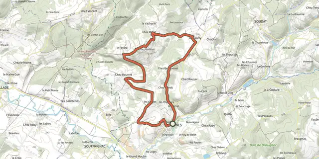 Tracé de Boucle de Varaignes sur le Plan IGN