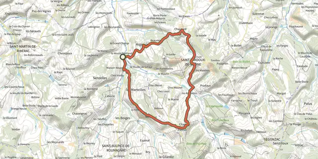 The Boucle de St-Pardoux-de-Dronne track on the IGN map