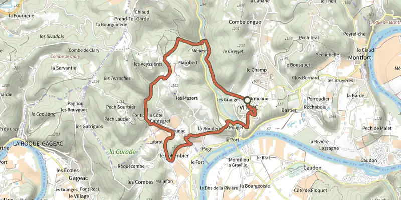 Carte du tracé de Boucle de Marobert sur le Plan IGN, départ et points de passage numérotés