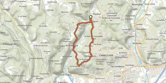 The Boucle des Andrivaux track on the IGN map