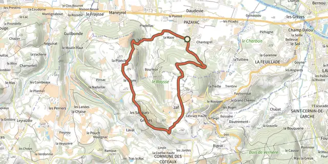 Tracé de Boucle du Raysse sur le Plan IGN