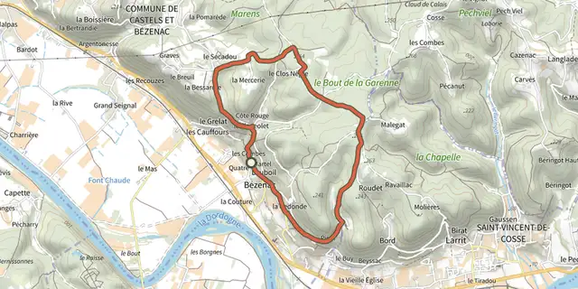 Tracé de Boucle de Bézenac sur le Plan IGN