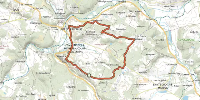 The Boucle de La Rochebeaucourt track on the IGN map