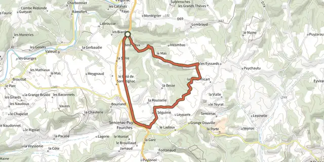 Tracé de Boucle de Puy de Fourches sur le Plan IGN