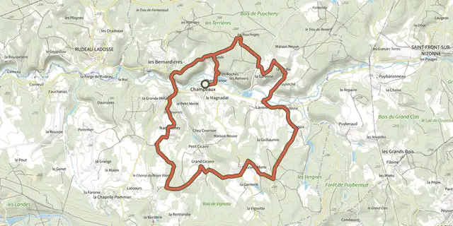 Tracé de Boucle de Champeaux sur le Plan IGN